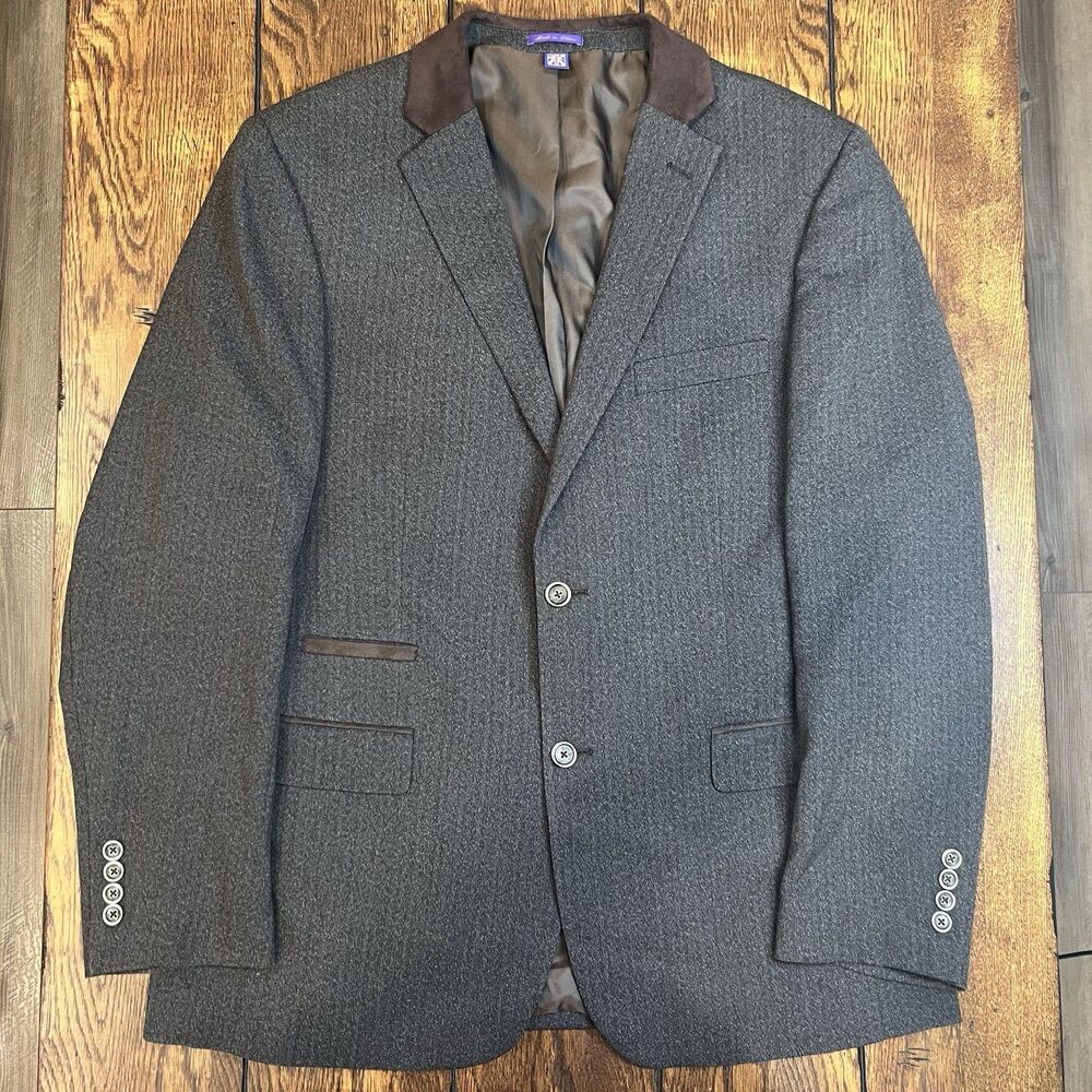 Savile Row Men’s Size 42R Black/Brown Blazer Suit Jacket 2-Button